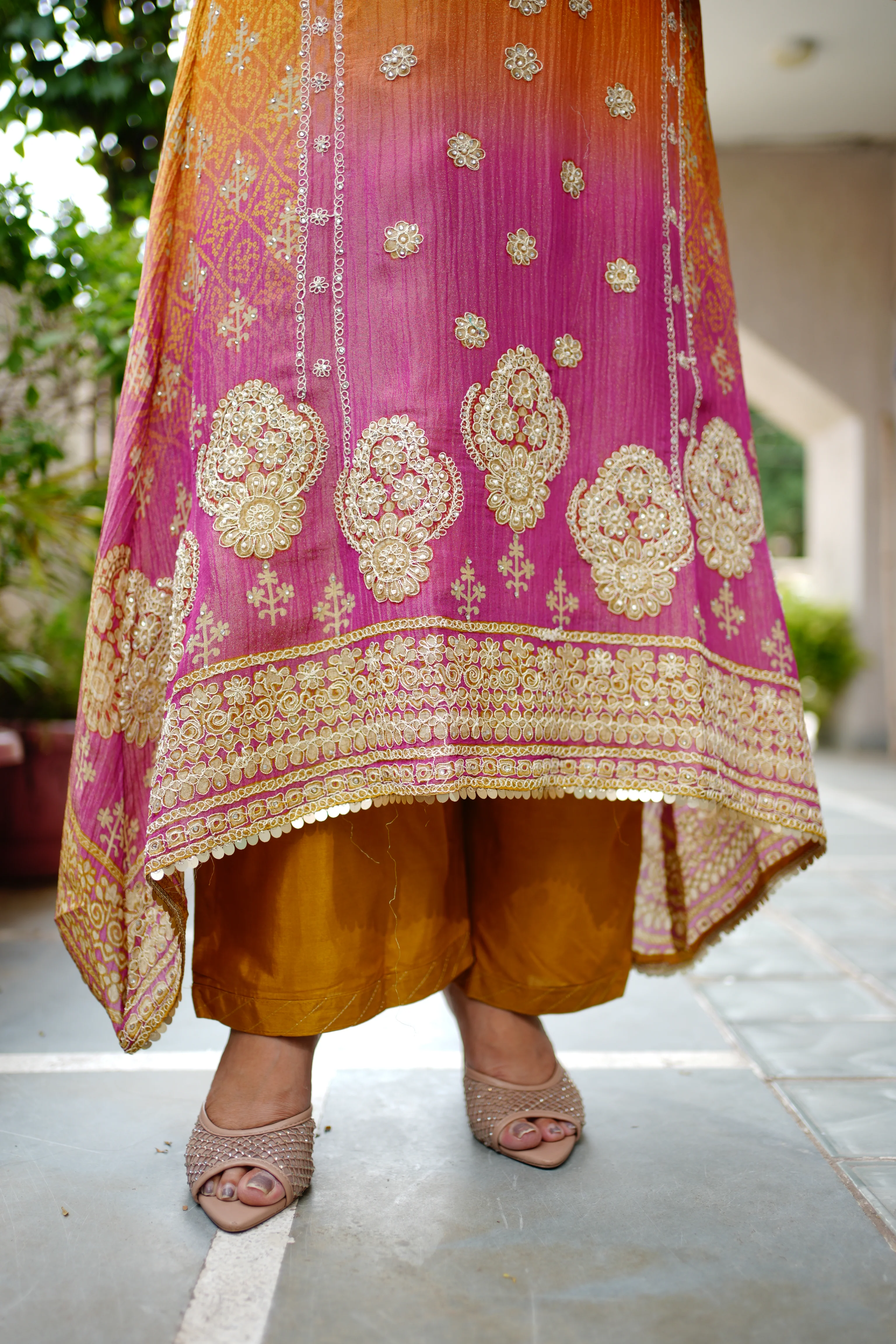 Zehra Asymmetric Shimmer Tissue  Embroidered Pant Set - Image 8