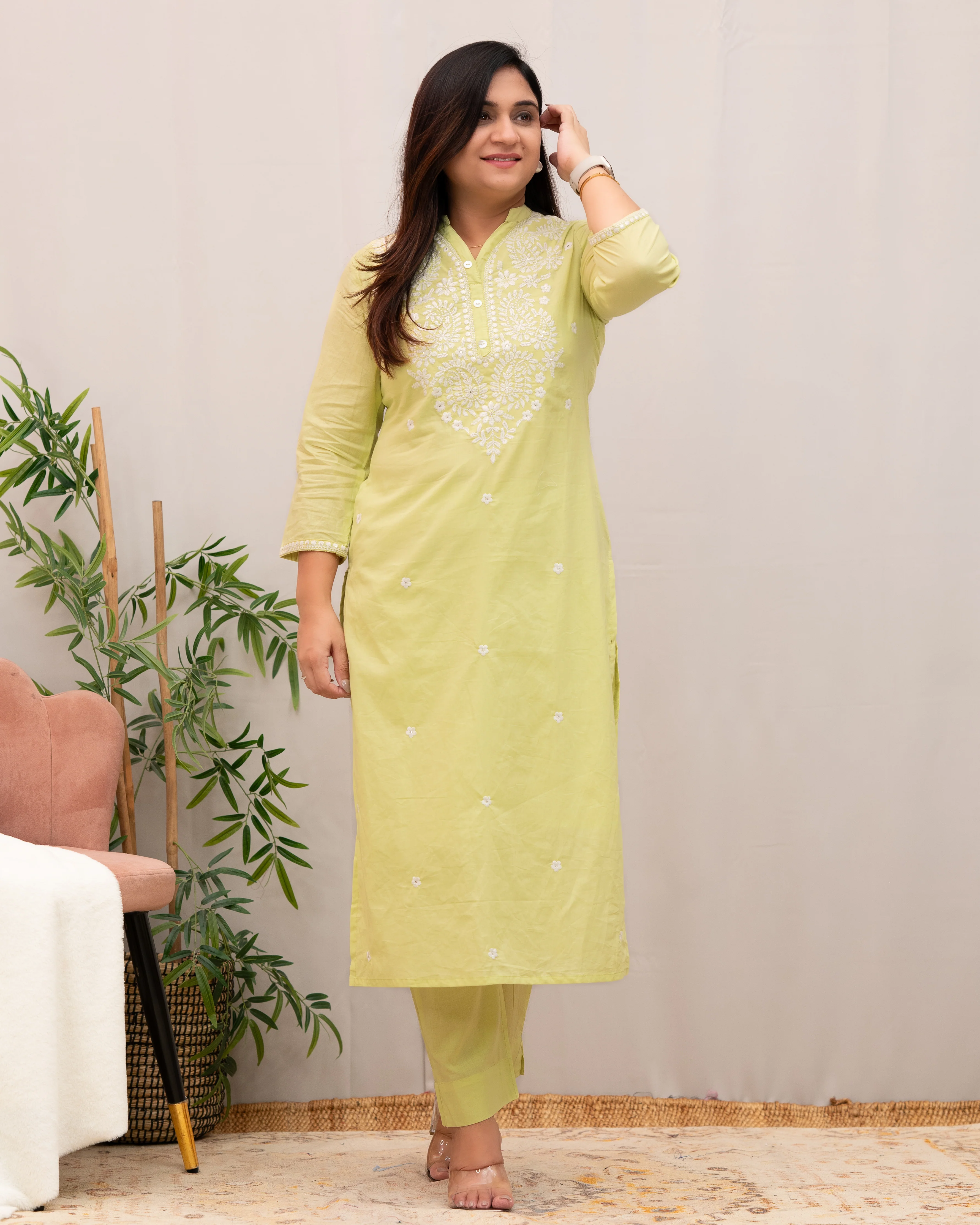 Zubaina Cotton Embroidered Pant Set - Image 16