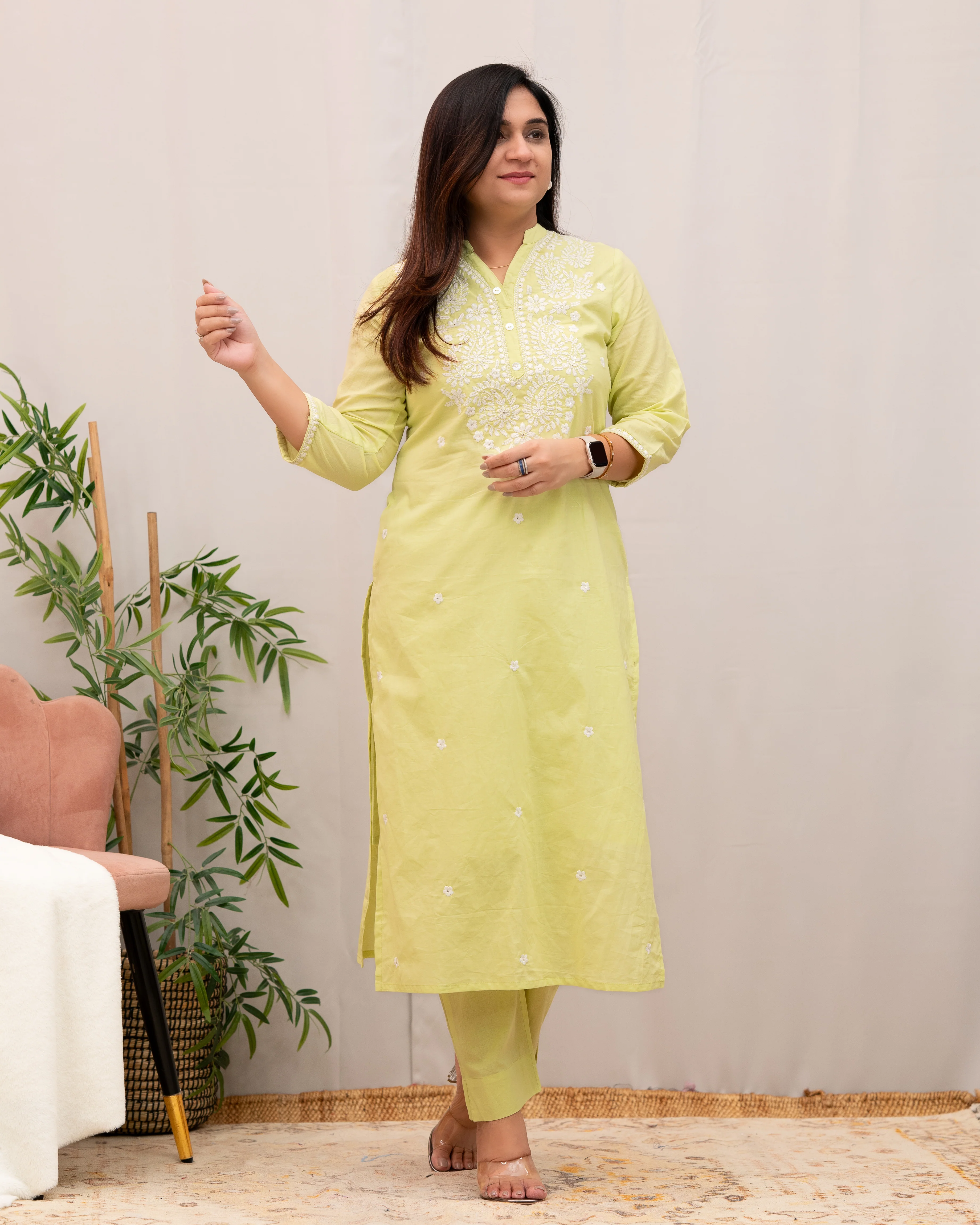 Zubaina Cotton Embroidered Pant Set - Image 2