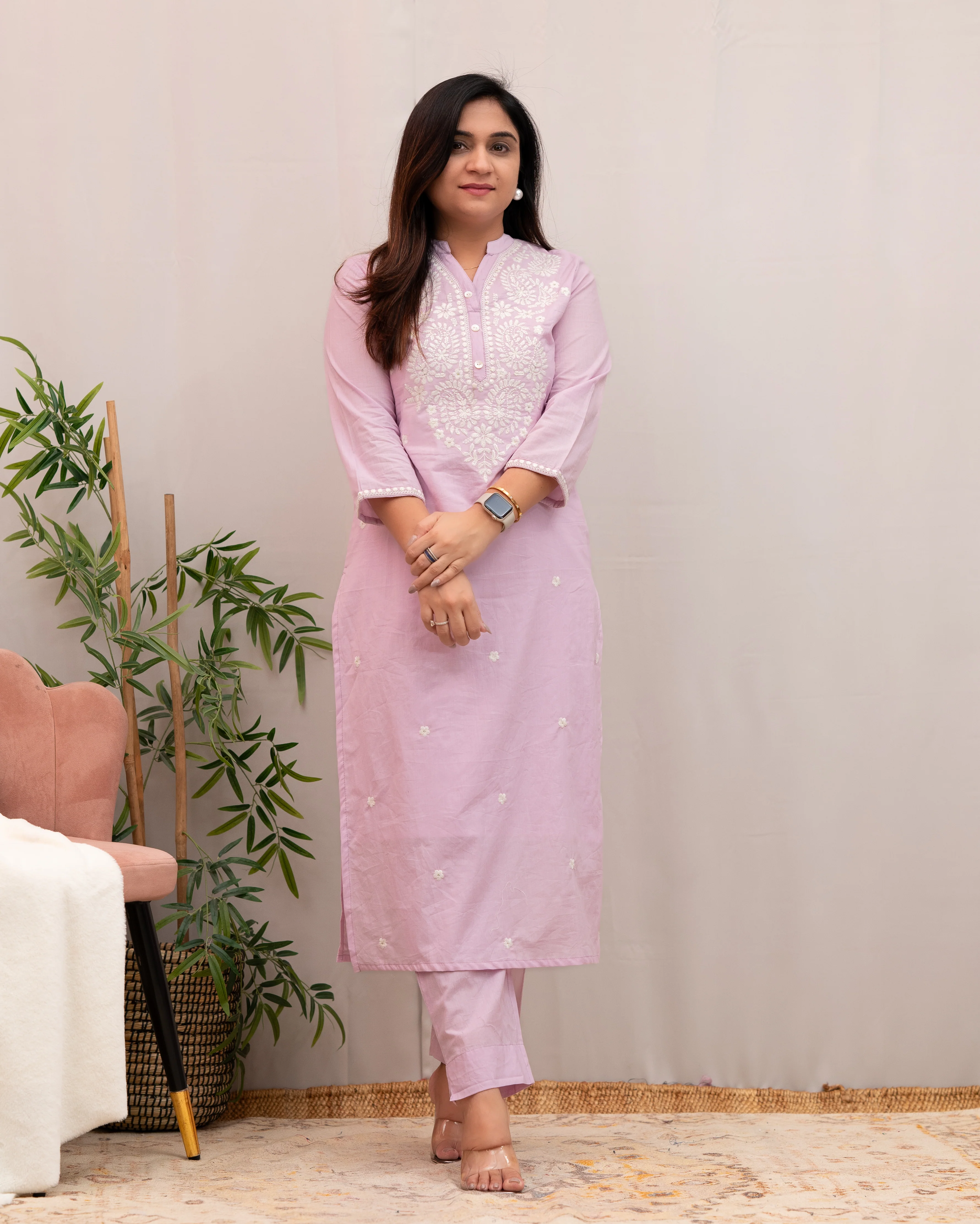 Zubaina Cotton Embroidered Pant Set - Image 3