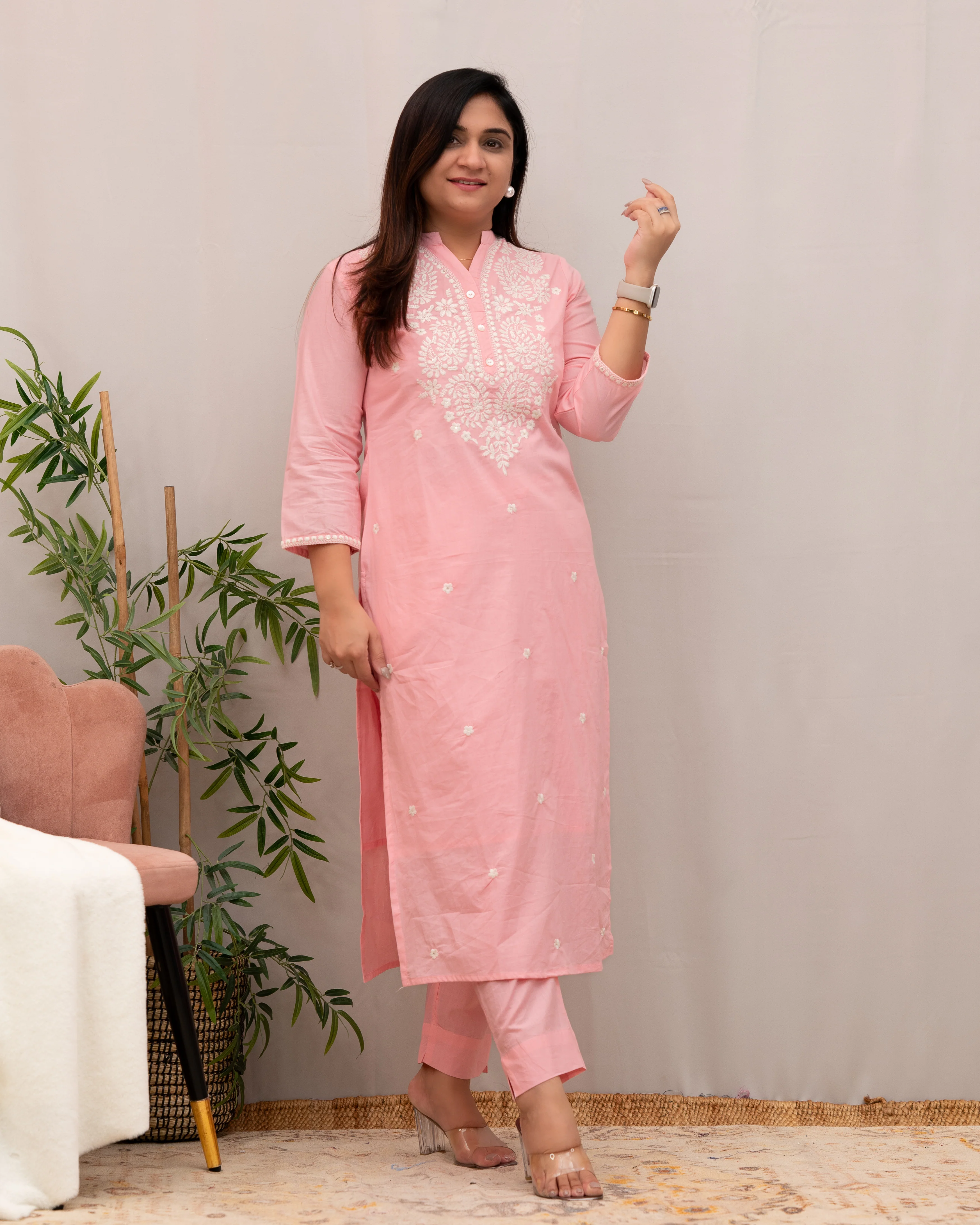 Zubaina Cotton Embroidered Pant Set - Image 4
