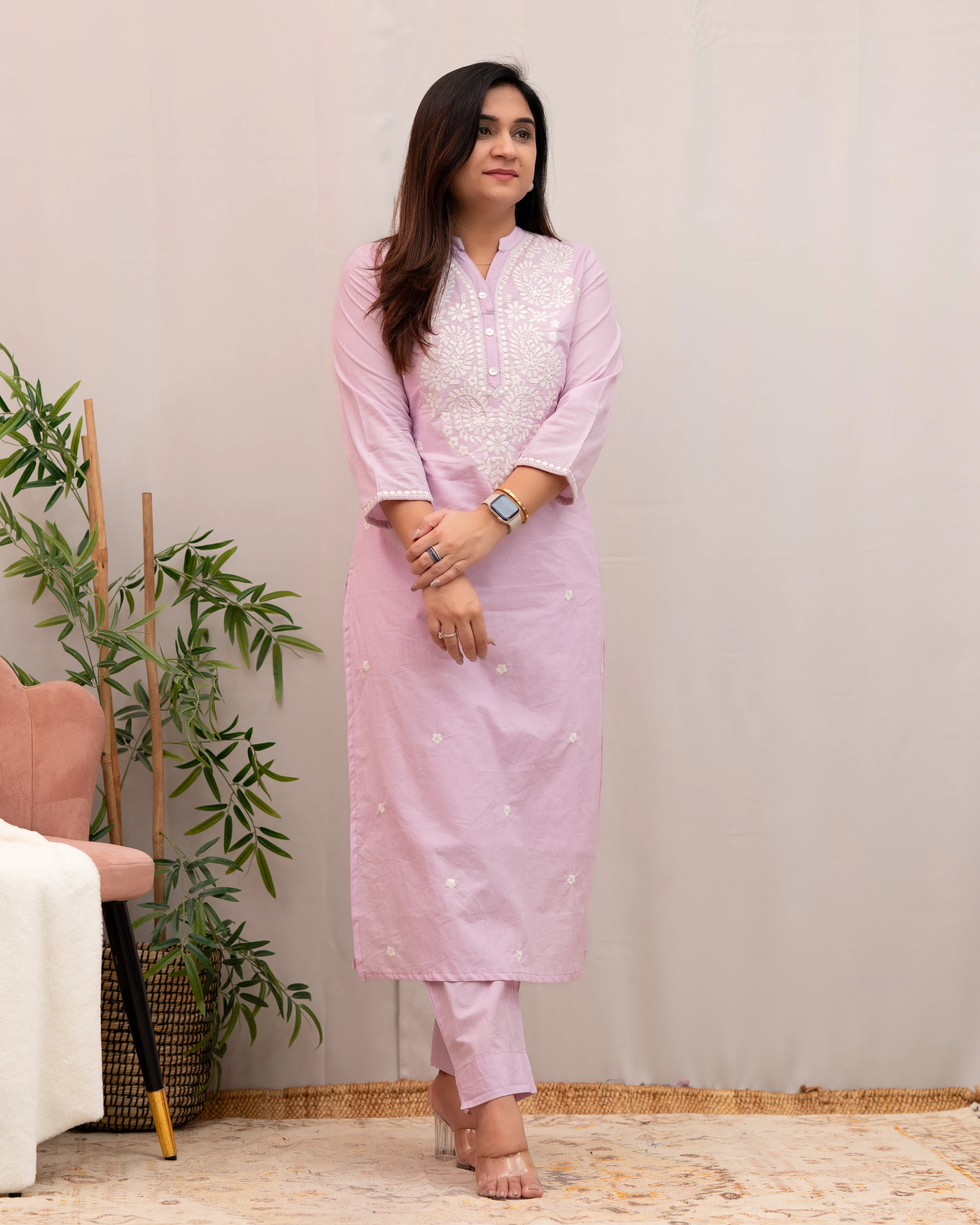 Zubaina Cotton Embroidered Pant Set - Image 5