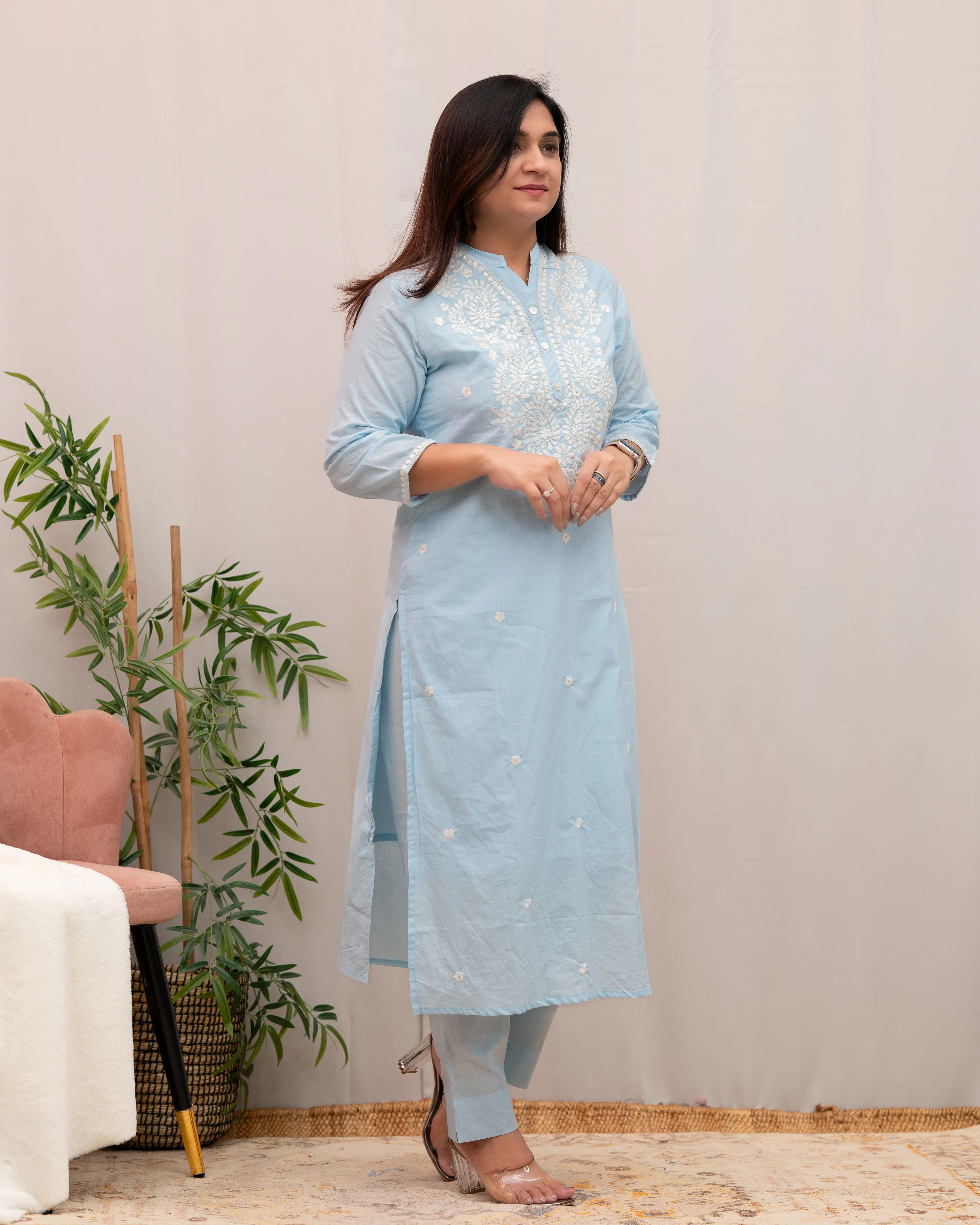 Zubaina Cotton Embroidered Pant Set - Image 7