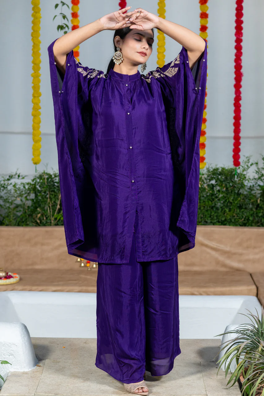 Zubeda Premium Chinnon Hand Embroidred Coord Set - Image 5