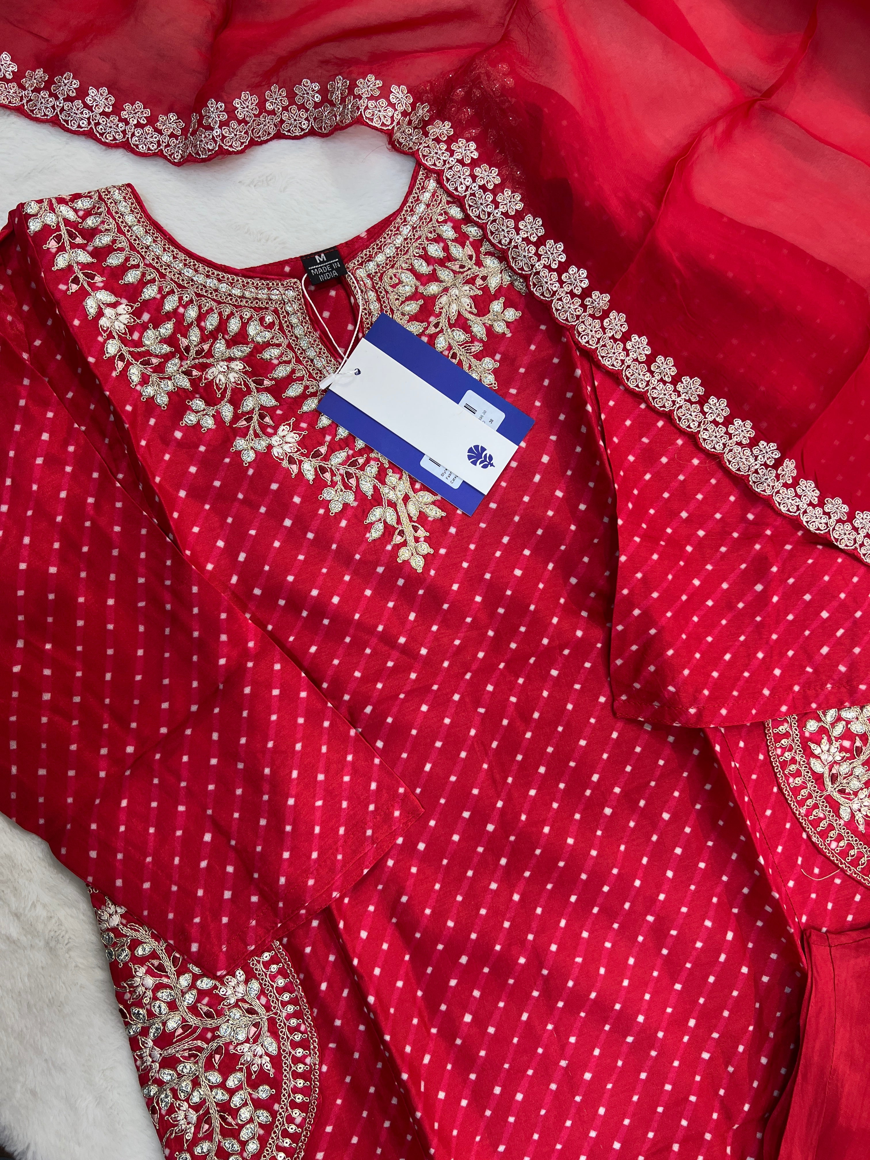 Zyra Bandhani Silk Embroidered Pant Set - Image 12