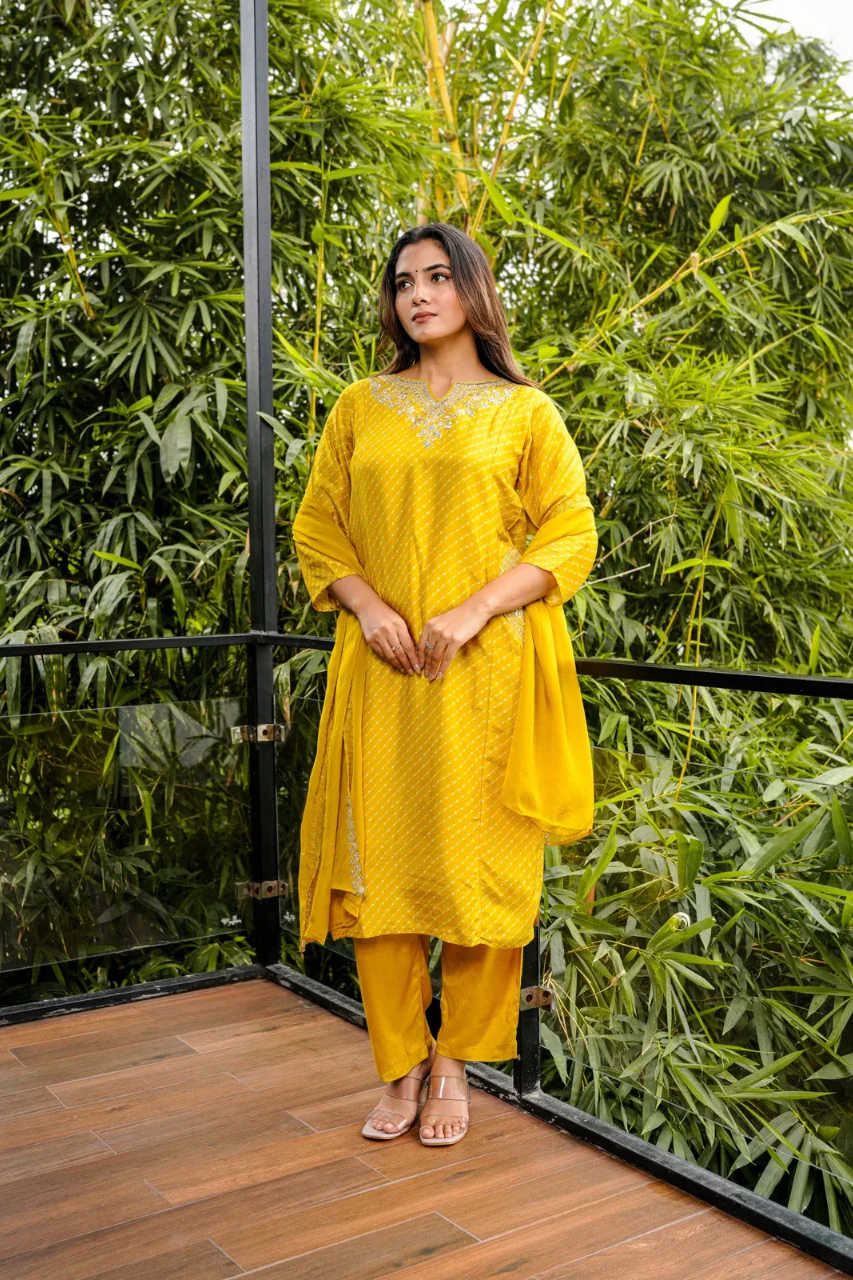 Zyra Bandhani Silk Embroidered Pant Set - Image 27